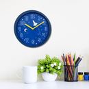 Wall clock-30 cm-Plastic-Blue-'Stellar'
