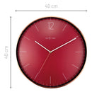 Large Wall Clock - Red  - Silent - 40cm - Metal/Glass -Essential XXL