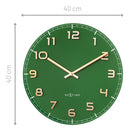 Wall clock 40cm - Silent - Green - Glass/Aluminium - "Classy Medium"