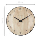 Table/Wall clock 20cm - Domed glass lens - Silent - Light Wood color - Glass - "Edge Wood Mini"