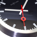 Wall clock/Table clock - 19 / 35cm - Black - Aluminum - 'Station Stripe'