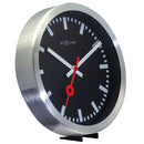 Wall clock/Table clock - 19 / 35cm - Black - Aluminum - 'Station Stripe'