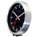 Wall clock/Table clock - 19 / 35cm - Black - Aluminum - 'Station Stripe'