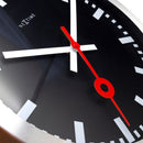 Wall clock/Table clock - 19 / 35cm - Black - Aluminum - 'Station Stripe'