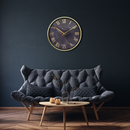 Wall clock-Ø 60 cm-Plastic-Gold/Black-'Obsidian'