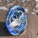 Table/Wall clock 20cm - Silent - Indigo -  Tempered Glass - "Cosmo Table"