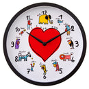 Wall clock-30 cm-Plastic-Black/White-'LoveZoo'
