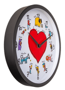 Wall clock-30 cm-Plastic-Black/White-'LoveZoo'