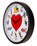 Wall clock-30 cm-Plastic-Black/White-'LoveZoo'